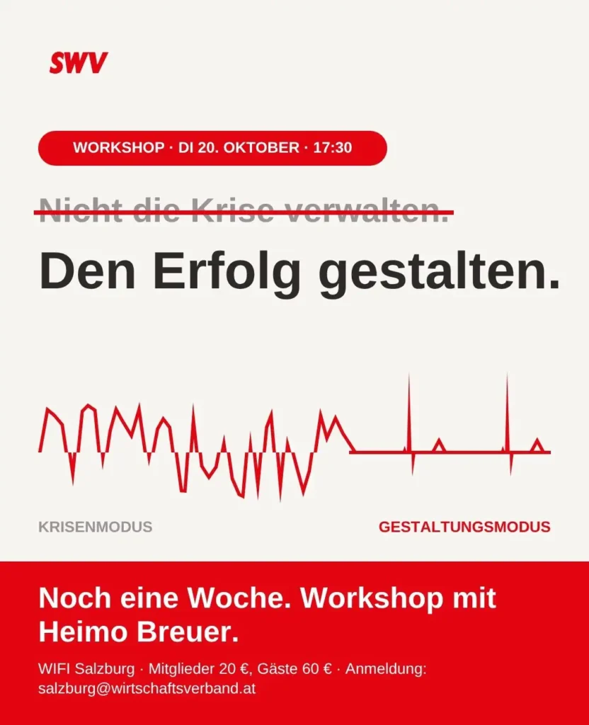 Ankündigung Den Erfolg gestalten: Workshop mit Heimo Breuer am 20. Oktober