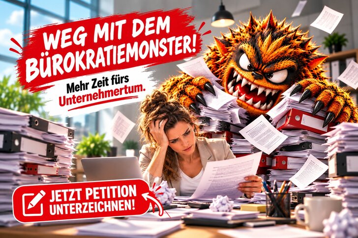 Österreich ist viel zu bürokratisch. Das muss man ändern. Weg mit dem Bürokratiemonster, mehr Zeit fürs Unternehmertum. Jetzt Petition unterzeichnen!